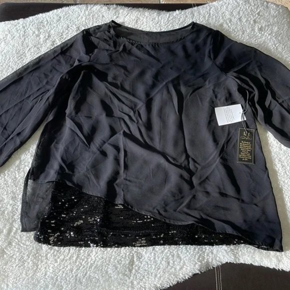 DG2 by Diane Gilman Asymmetric Blouse with Sequin Tank - Picture 3 of 7